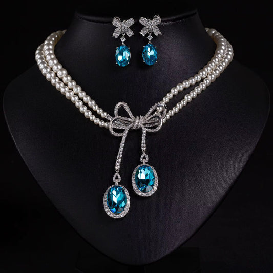 Elegant Pearl & Zirconia Set: Soft Feminine Touch & Diamond-Like Brilliance