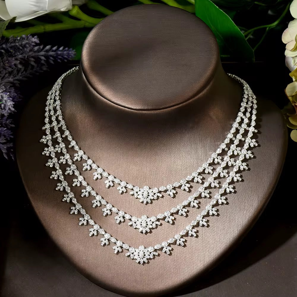 Luxury White Gold Plated Zircon Set – Diamond-Like Brilliance