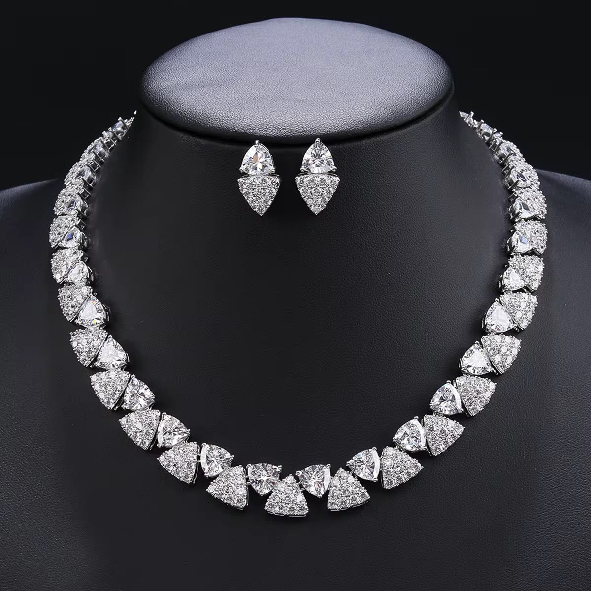 Luxury White Gold Plated Zircon Jewelry Set
