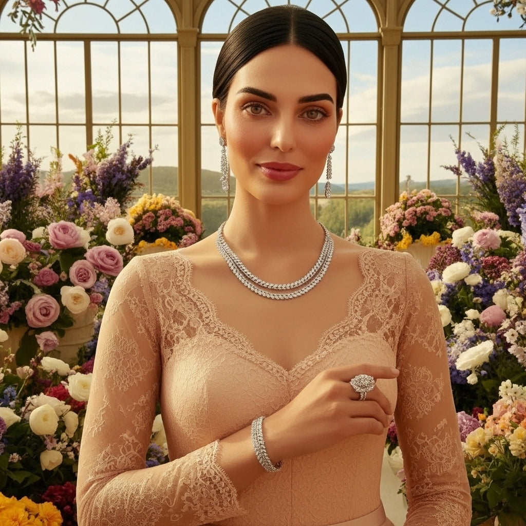 طقم مجوهرات ناعم من الزركون