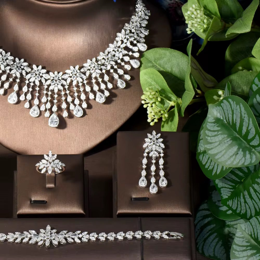 Luxury Zirconia Set with Diamond Brilliance – White Gold Plated