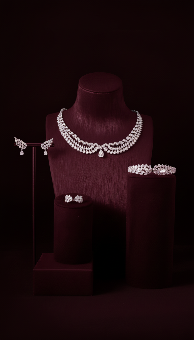 Luxury Zirconia Jewelry Set: Diamond Precision & Enduring Luster