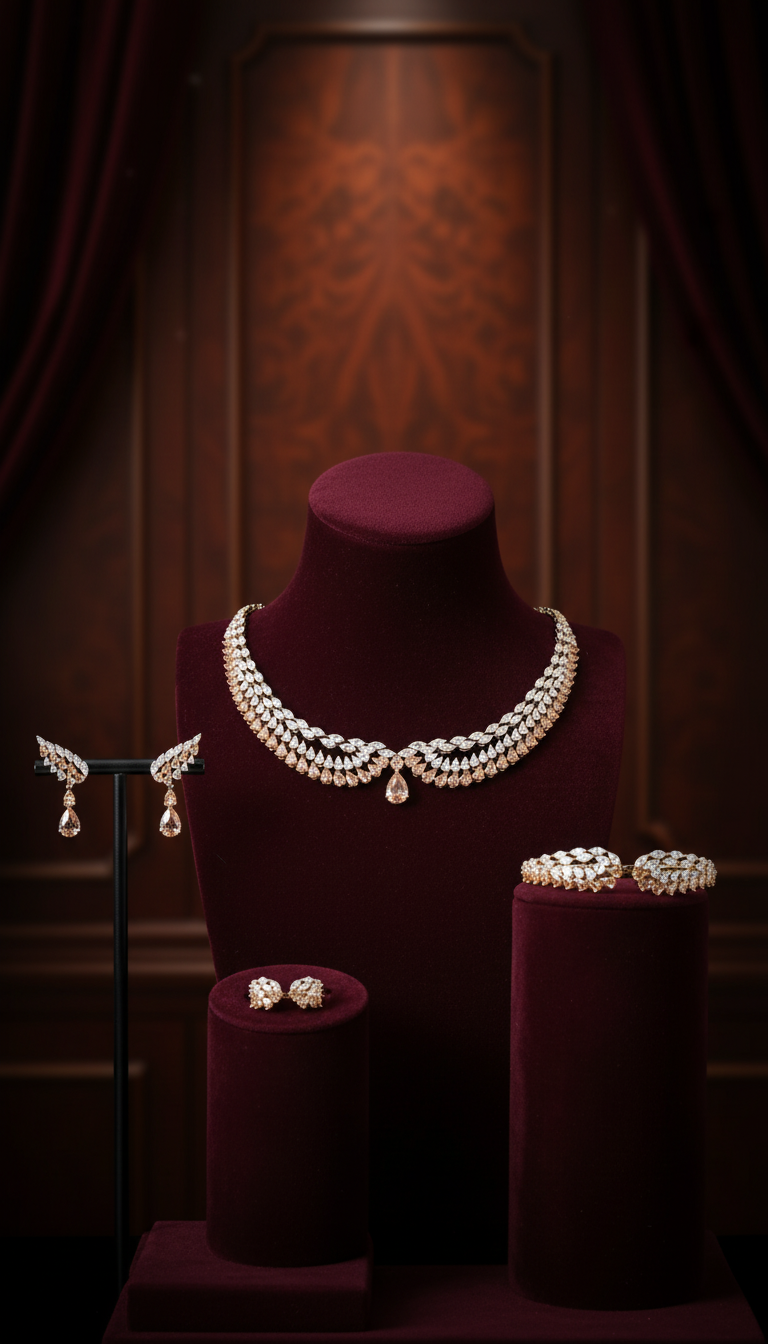 Luxury Zirconia Jewelry Set: Diamond Precision & Enduring Luster
