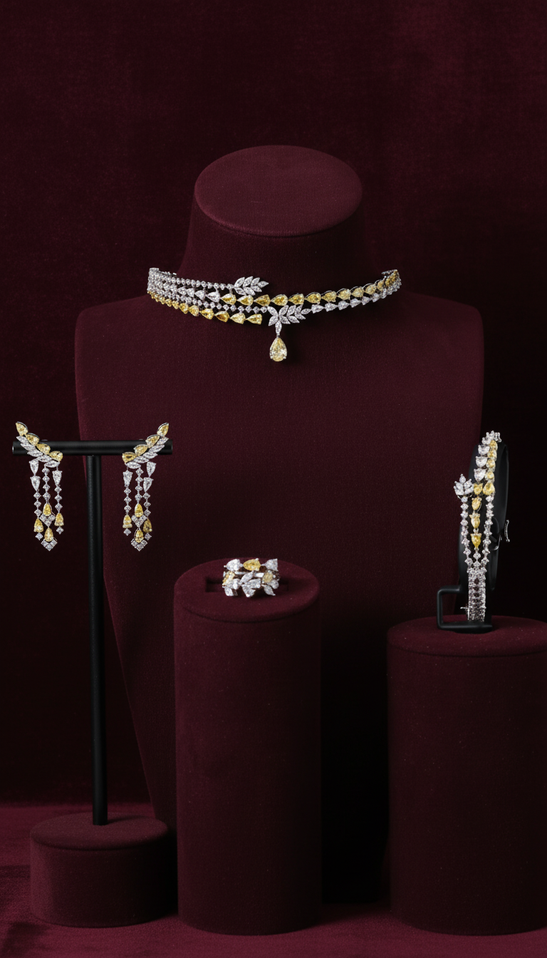 طقم زركونيا فاخر: دقة ماسية | بريق ساحر يشبه الماس