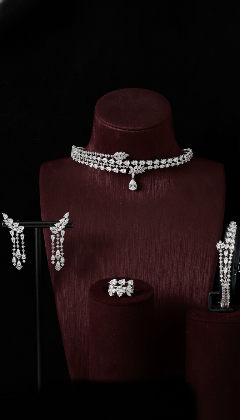 طقم زركونيا فاخر: دقة ماسية | بريق ساحر يشبه الماس