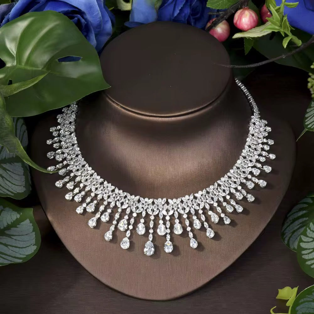 Luxury Zirconia Jewelry Set | Diamond Luster | Silver Plated & Hypoallergenic