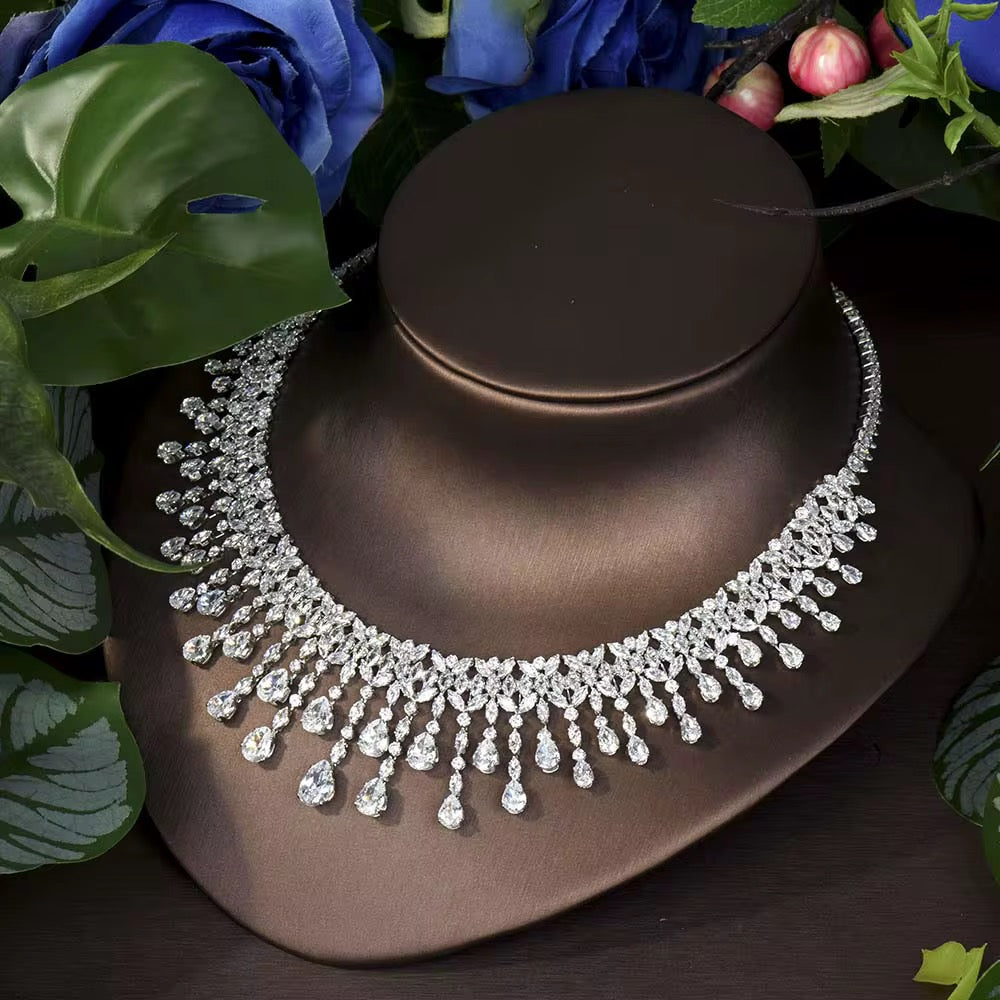 Luxury Zirconia Jewelry Set | Diamond Luster | Silver Plated & Hypoallergenic