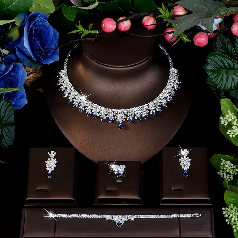 Luxury Zirconia Jewelry Set: Diamond Precision | Premium White Gold Plated