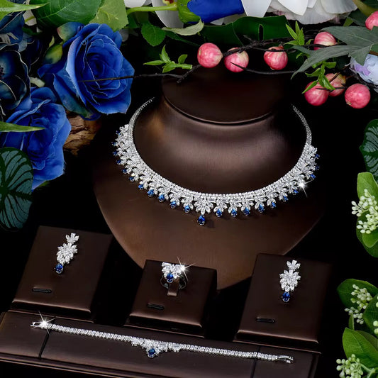 Luxury Zirconia Jewelry Set: Diamond Precision | Premium White Gold Plated