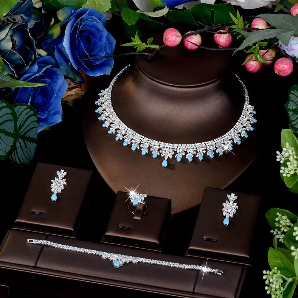 Luxury Zirconia Jewelry Set: Diamond Precision | Premium White Gold Plated