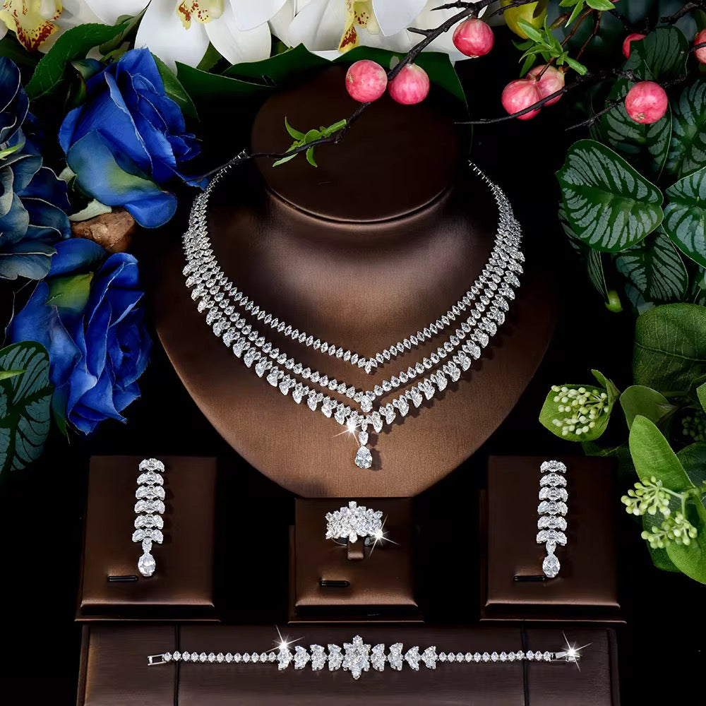 💎 Luxury Zirconia Jewelry Set: Diamond Precision