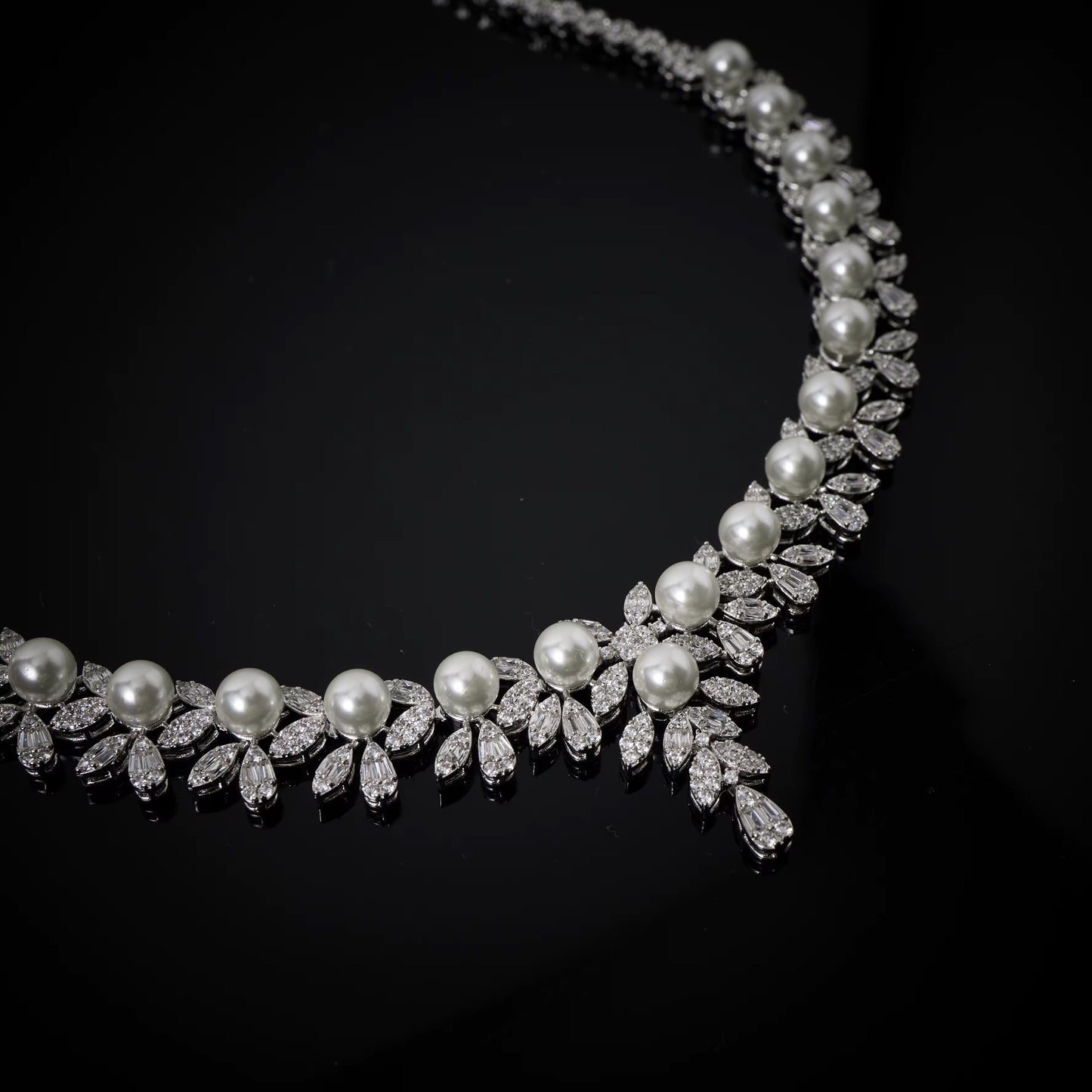 Luxury Zirconia & Pearl Jewelry Set: Diamond Precision | Silver Plated & Hypoallergenic