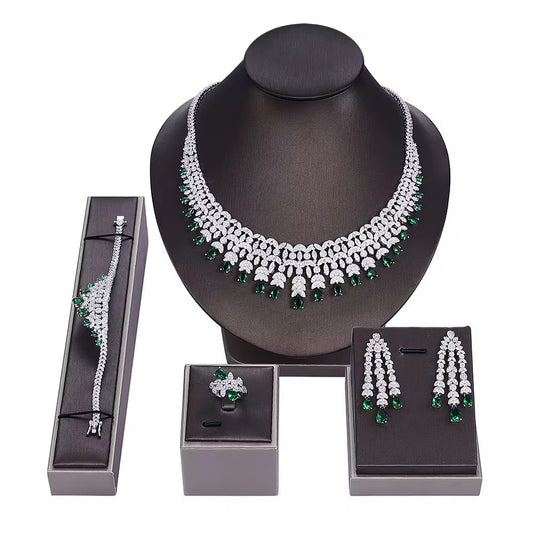 Luxury Zircon Jewelry Set – Diamond Precision & Premium Silver Plated