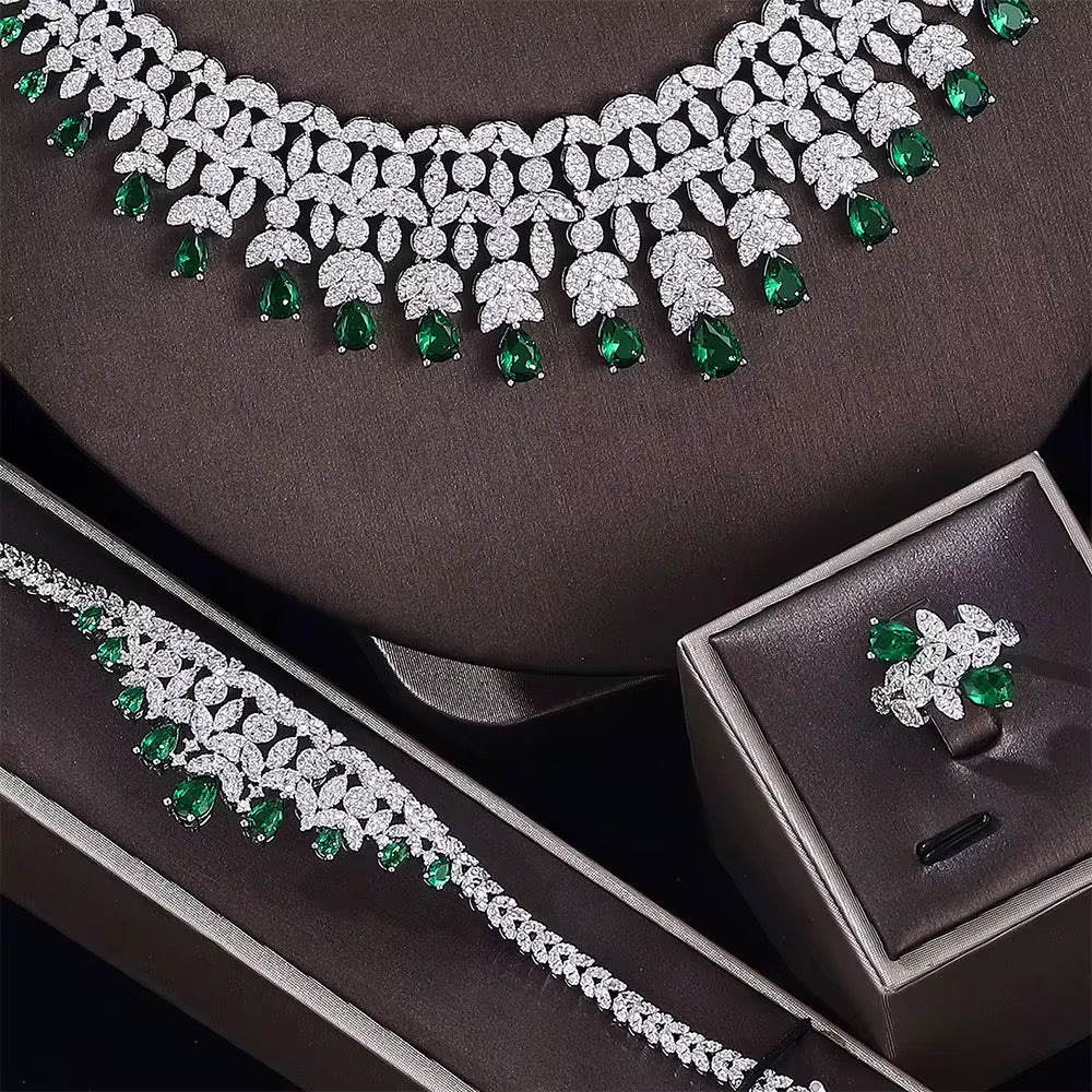 Luxury Zircon Jewelry Set – Diamond Precision & Premium Silver Plated