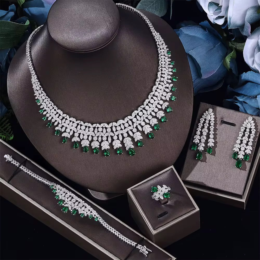 Luxury Zircon Jewelry Set – Diamond Precision & Premium Silver Plated