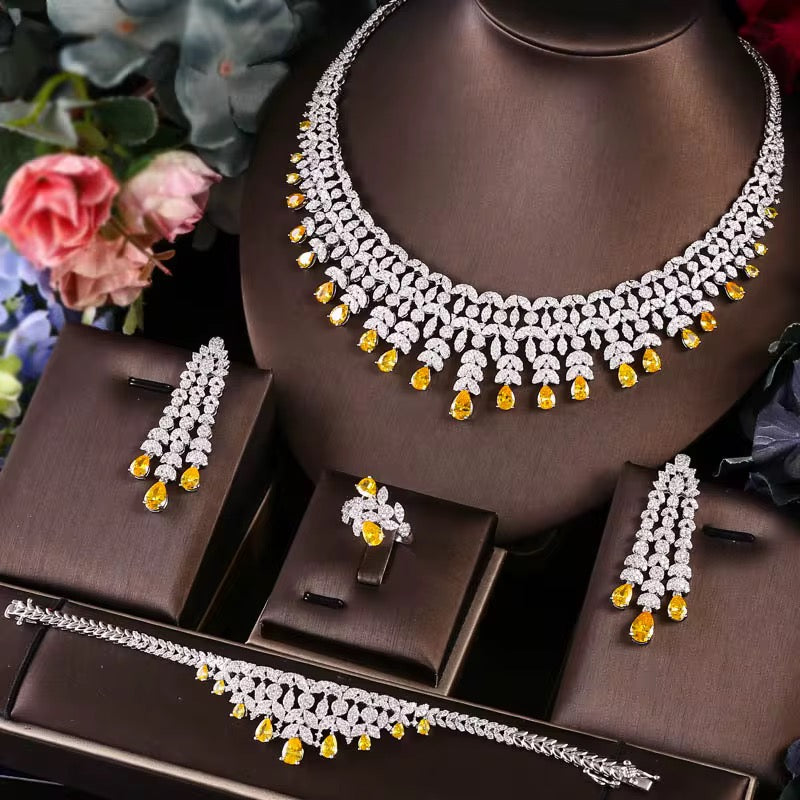 Luxury Zircon Jewelry Set – Diamond Precision & Premium Silver Plated
