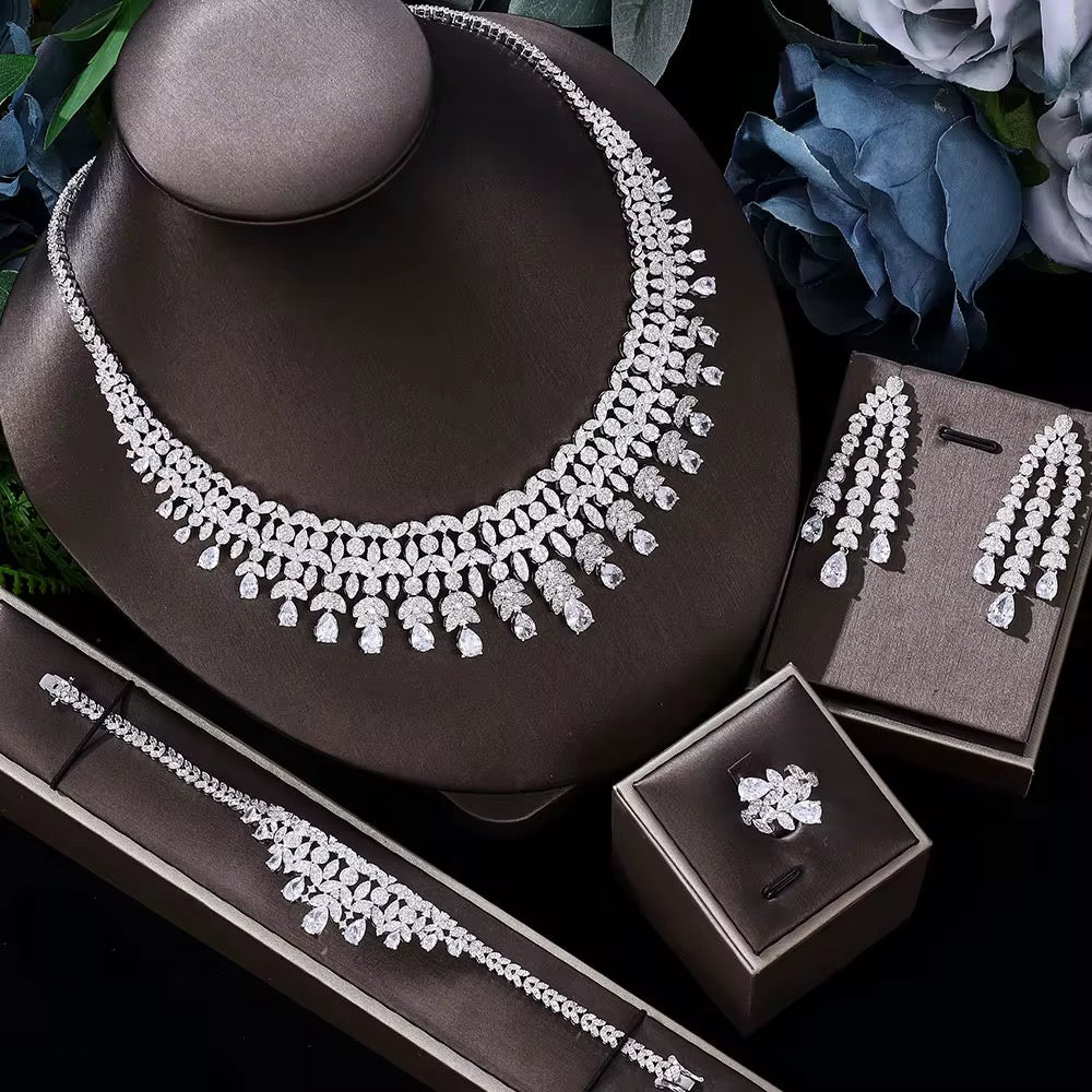 Luxury Zircon Jewelry Set – Diamond Precision & Premium Silver Plated