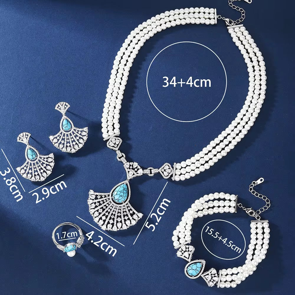 Luxury Zircon & Pearl Set – Timeless Elegance