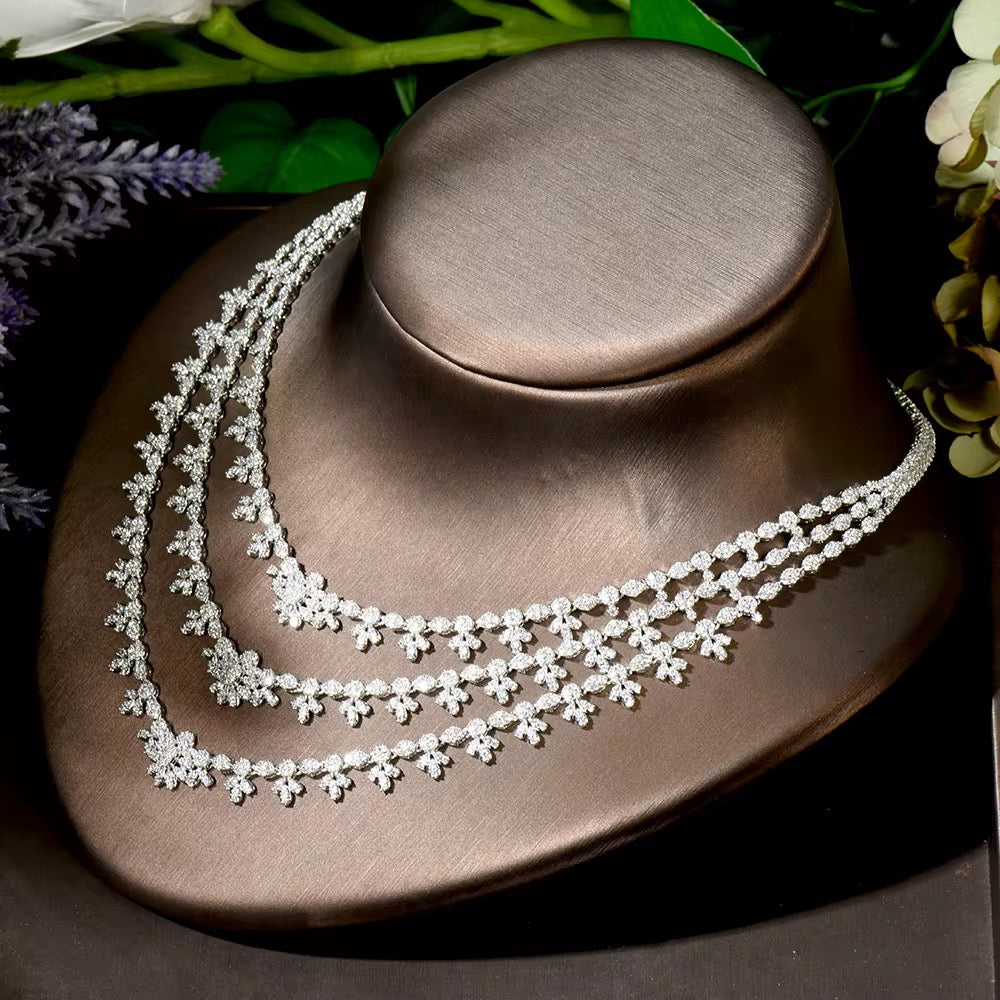 Luxury White Gold Plated Zircon Set – Diamond-Like Brilliance