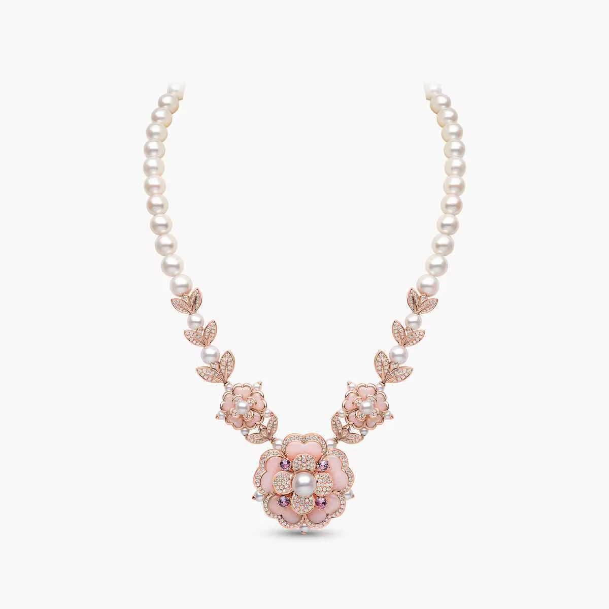 Pearl Blossom & Zircon Set – Delicate Shell Design