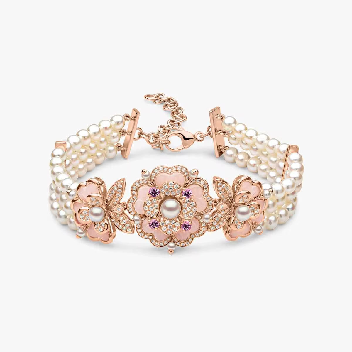 Pearl Blossom & Zircon Set – Delicate Shell Design