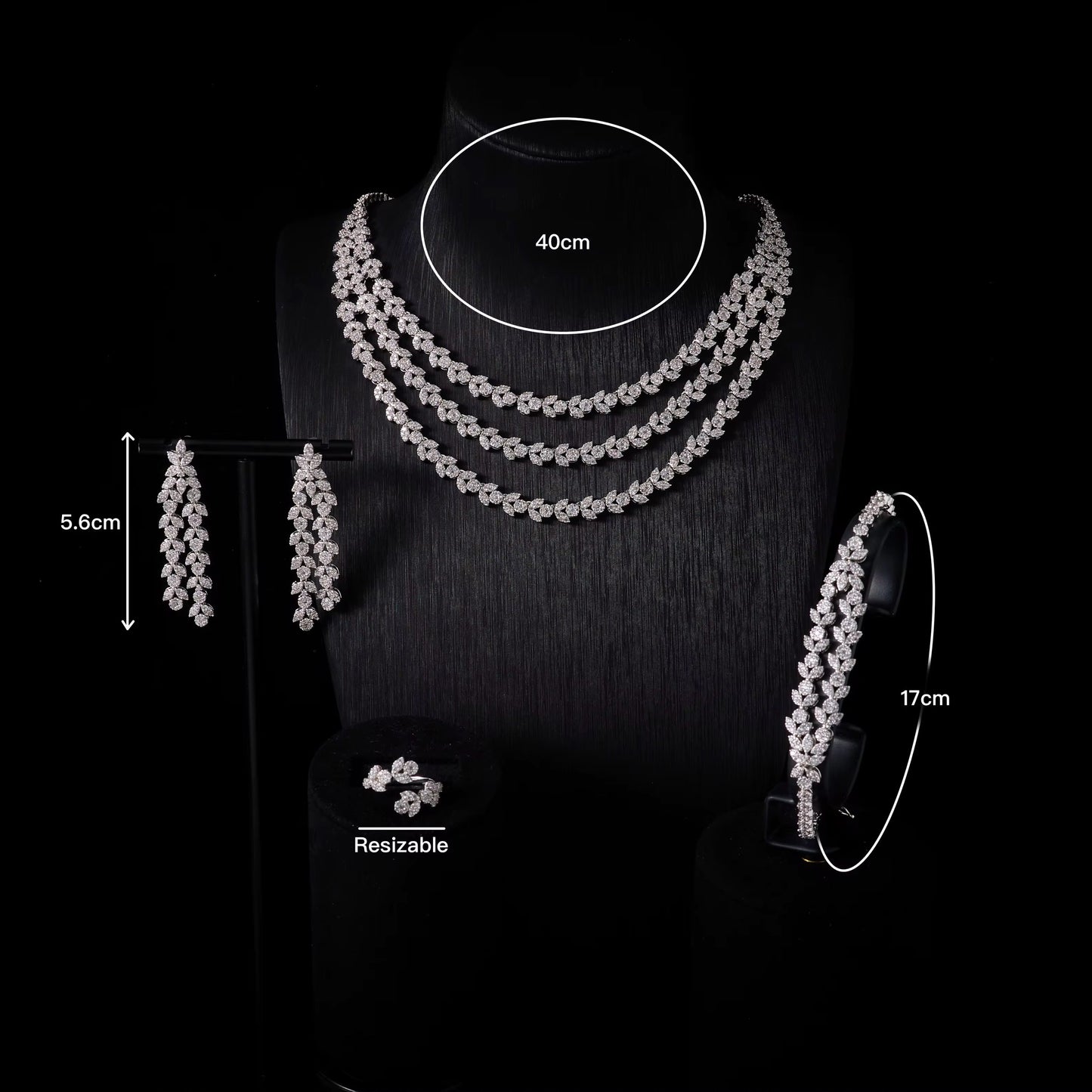 طقم زركون فاخر مطلي بالذهب – بريق يشبه الألماس