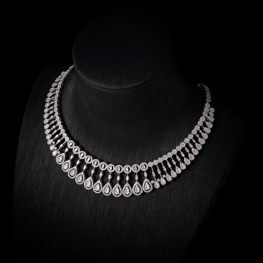 Luxury White Gold Plated Zircon Set – Diamond-Like Brilliance