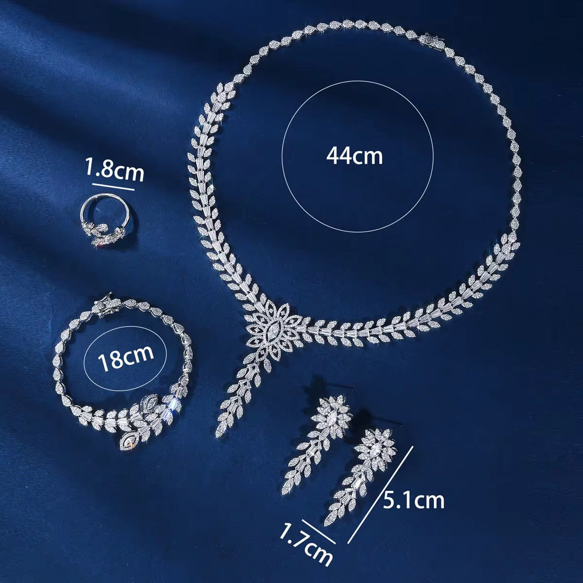 Luxury White Gold Plated Zircon Set – Diamond-Like Brilliance