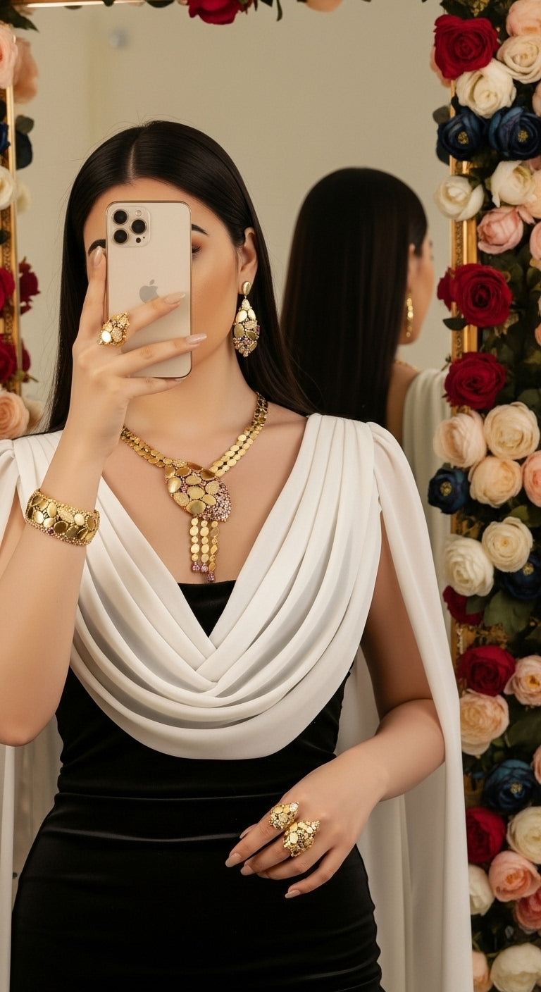 طقم فاخر بديل للذهب – أناقة راقية مع ذهب عيار 21