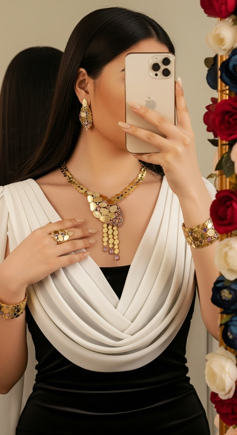 طقم فاخر بديل للذهب – أناقة راقية مع ذهب عيار 21