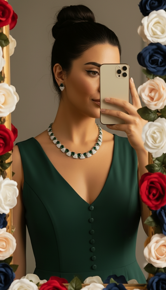 Luxury White Gold Plated Zircon Jewelry Set