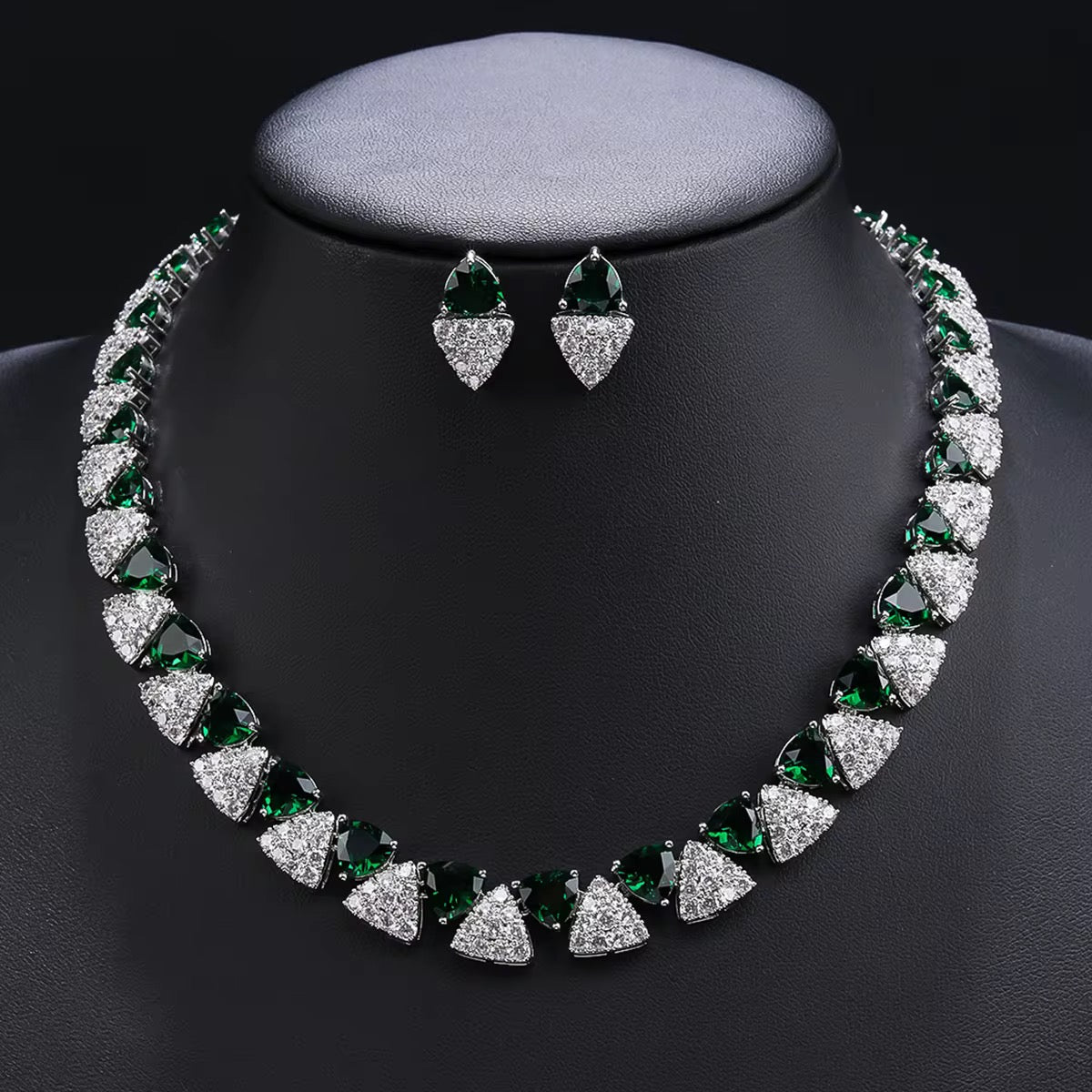 Luxury White Gold Plated Zircon Jewelry Set