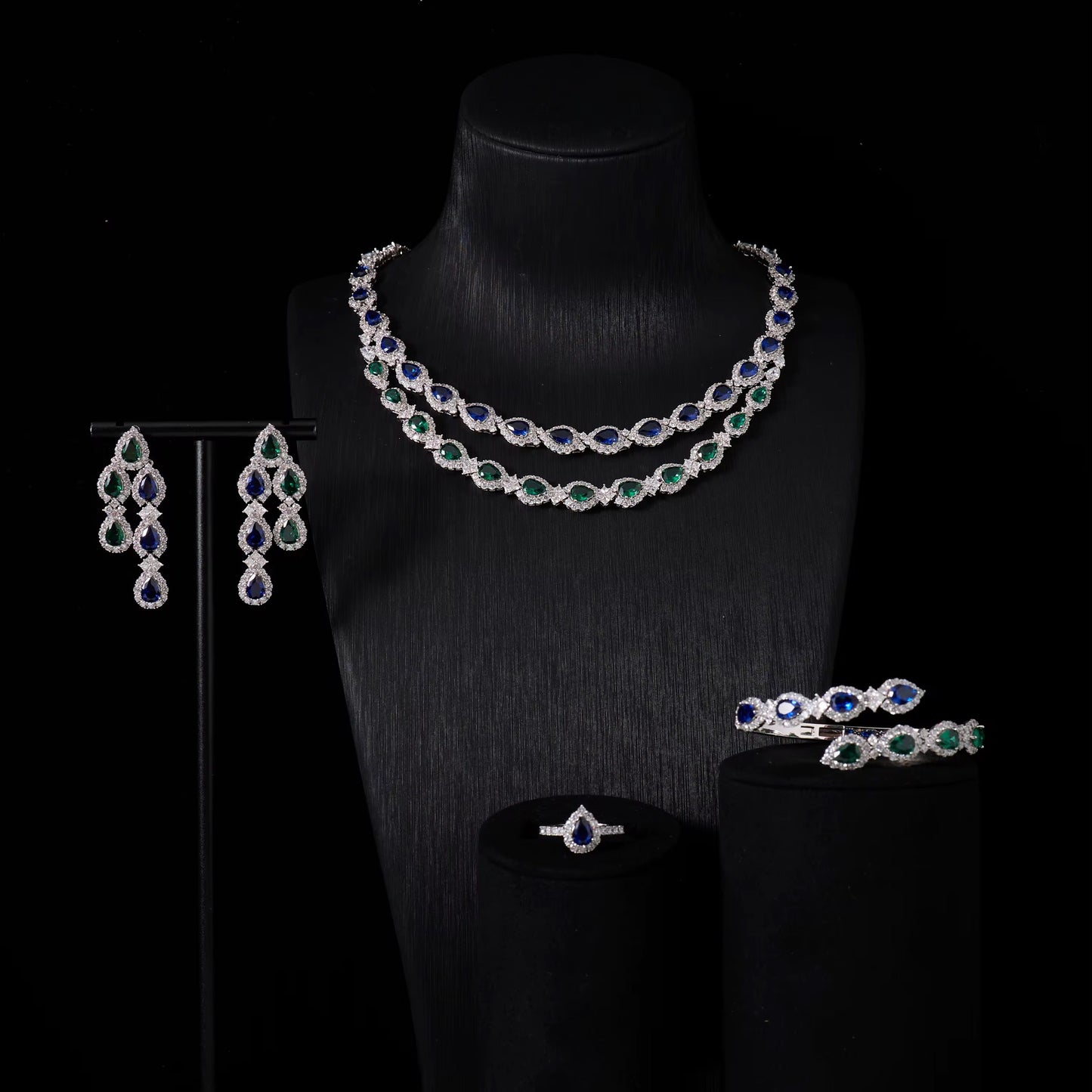 Luxury Rhodium Plated Zircon Set – Diamond-Like Brilliance