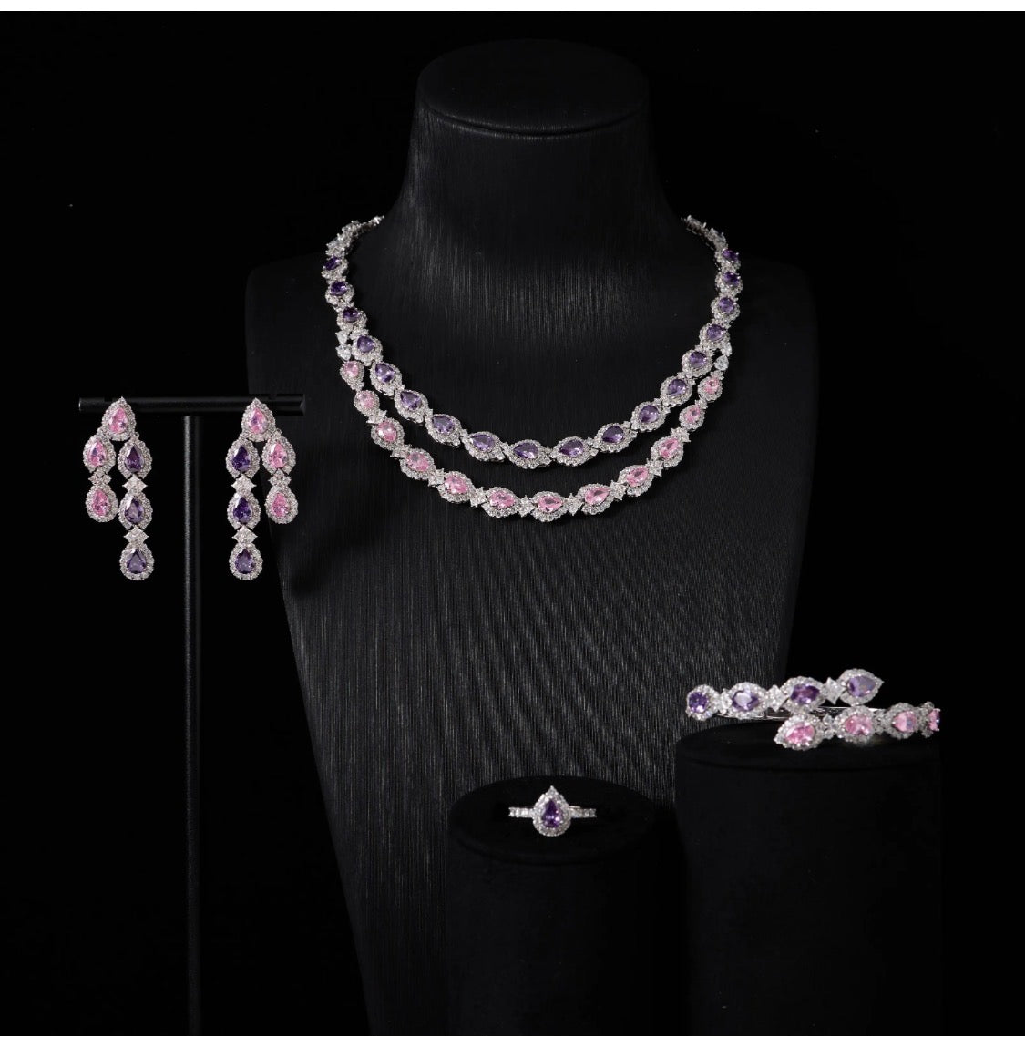 Luxury Rhodium Plated Zircon Set – Diamond-Like Brilliance
